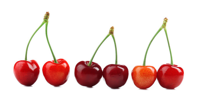 Sweet cherries, isolated on white