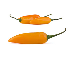 Yellow chili pepper isolated on white background