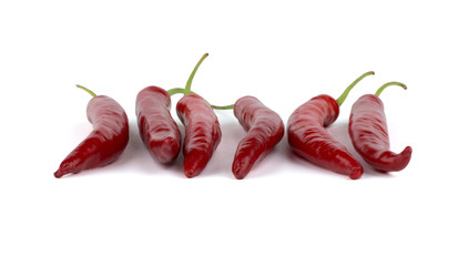 Red chlli peppers isolated on white background