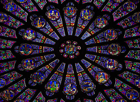 Fototapeta The North Rose window at Notre Dame cathedral