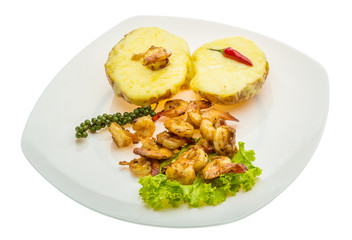Garlic shrimps with potato