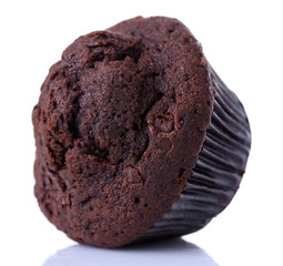 Chocolate muffin isolated on white
