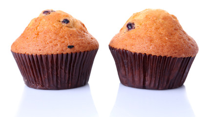 Blueberry muffins isolated on white