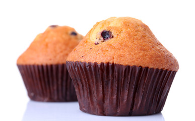Blueberry muffins isolated on white