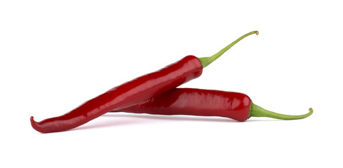 Red chili peppers isolated on white background