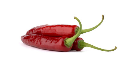 Red chili peppers isolated on white background