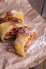 Tasty homemade apple strudel