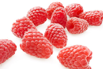 Red berry raspberry isolated on white background