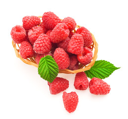 raspberries with leafs