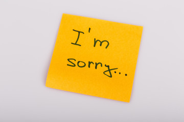 Sticky Note Message isolated on white - I am sorry
