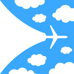 Abstract background with airplane and clouds
