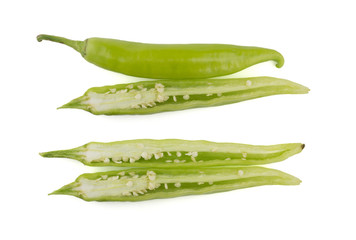 Sliced green chili peppers