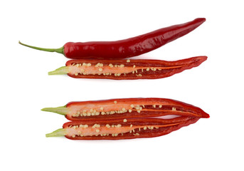 Naklejka premium Sliced red chili peppers