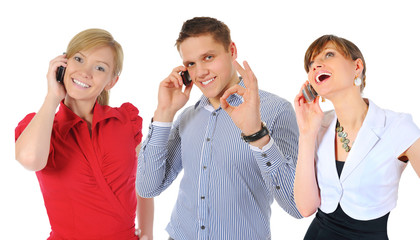 picture of man and woman with cell phones