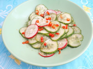 Gurkensalat mit Radieschen