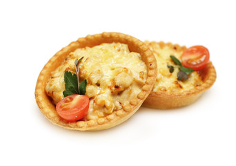 Baked chicken with cheese on white