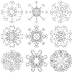 Set abstract floral patterns, contours