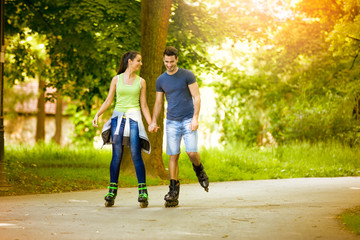 Affectionate couple having leisure recreation