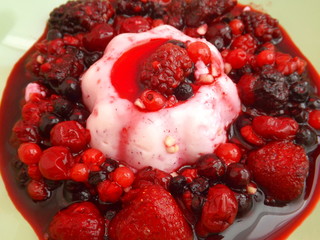 Himbeerpudding mit Obst