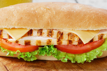 sandwich with tomato and cheese grilled chicken