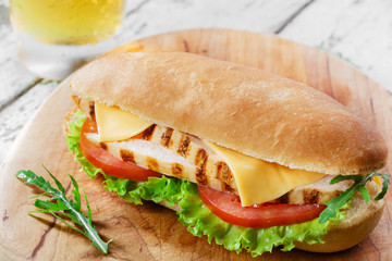sandwich with tomato and cheese grilled chicken