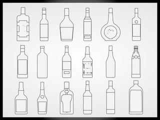 Set of bottles illustrated on white background
