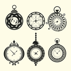 Obraz na płótnie Canvas Set of vintage clocks