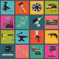 Set of metal working tools icons