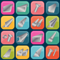 Set of metal profiles icons