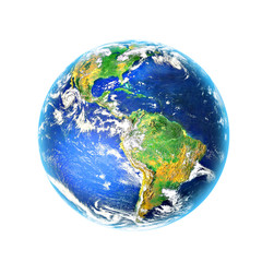 Fototapeta premium Globe on her hands, South and North America. Elements of this im