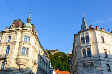 Fototapeta na wymiar Zamek i Starego Miasta w Lublanie w Słowenii