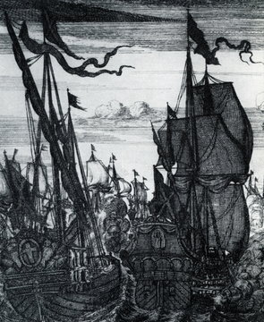 Naval battle, from Buccaneers of America