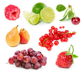 Set of fruits and berries