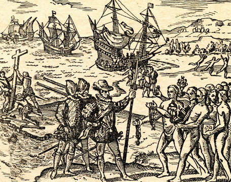 Columbus arrives in America