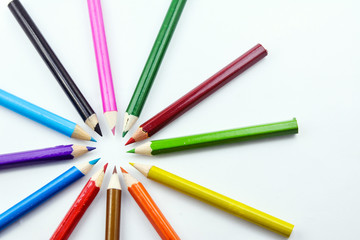 Naklejka premium Colour pencils isolated on white background