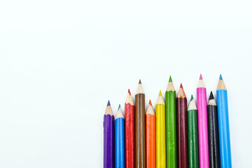 Colour pencils isolated on white background