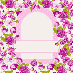 Vector floral greeting card with blossom roses