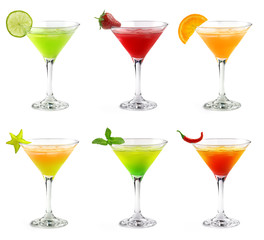 colorful martini cocktails