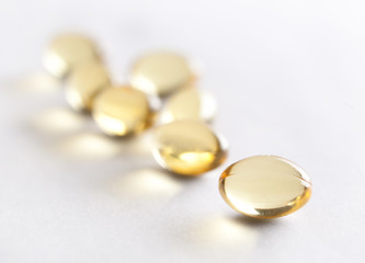 Close up of capsules, isolated on white