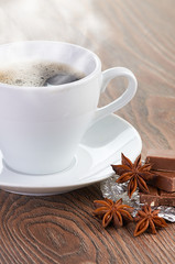 coffee with chocolate and dry breakfast
