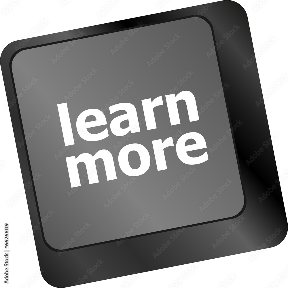 Poster education concept with learn more button on computer keyboard