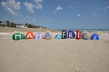 Mama Africa, love Africa concept on stones
