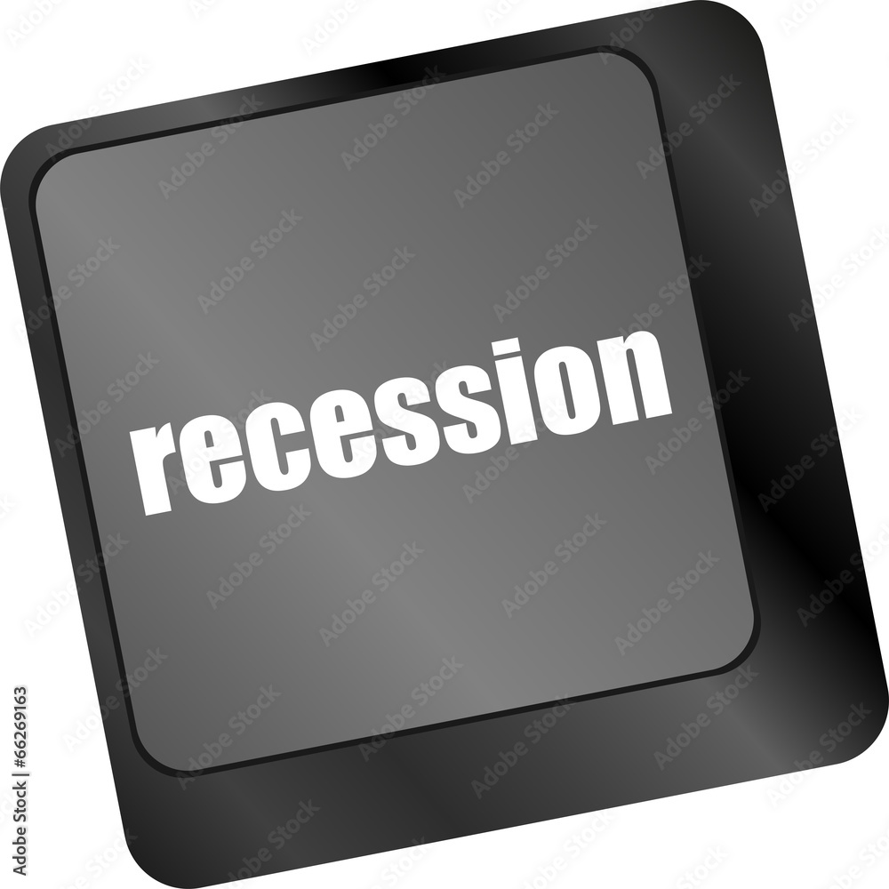 Poster recession button on computer keyboard key