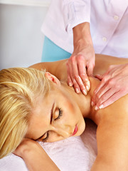 Fototapeta na wymiar Woman getting facial massage .