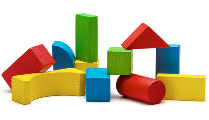 toy blocks, multicolor wooden bricks stack isolated