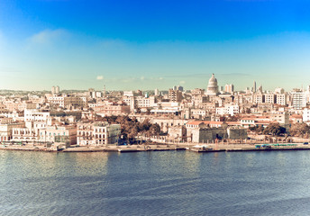 Havana. View of the old city,with a retro effect