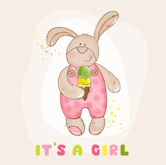 Baby Bunny with Ice Cream - for Baby Shower or Arrival Card