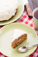 Carrot cake with nuts and cinnamon