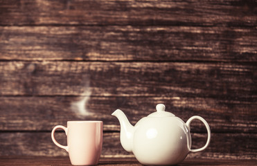 Teapot and cup of tea