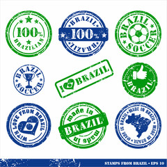 Set of stamps from Brazil. Vector elements for yours design.